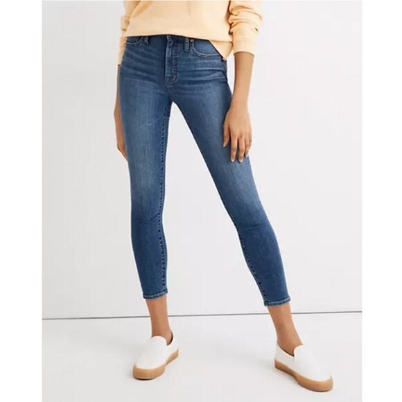 MADEWELL Womens Jeans Size 26T  High Rise Skinny Cropped Medium Wash Denim - Picture 1 of 12